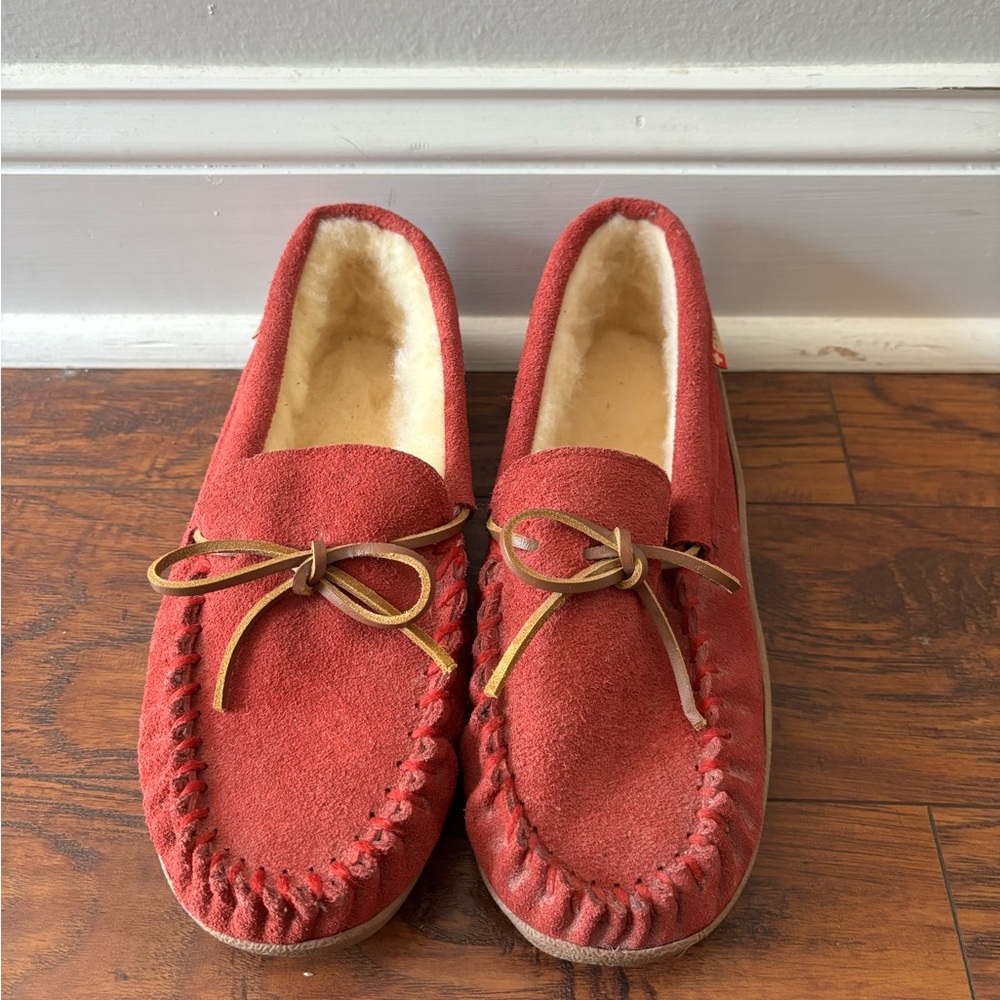 Alpine Swiss Tan Moccasin Slippers
